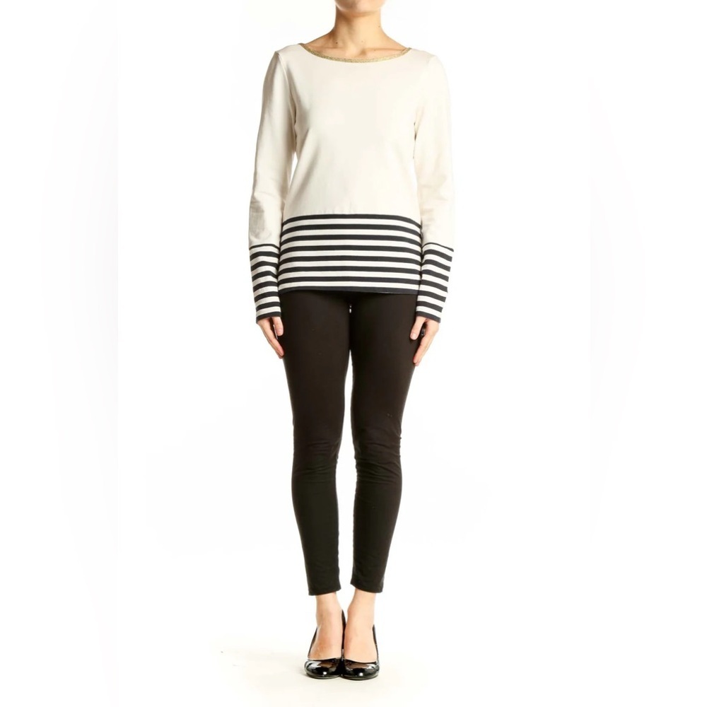 Banana Republic Gold and Cream Knit Stripe bottom Top. Small